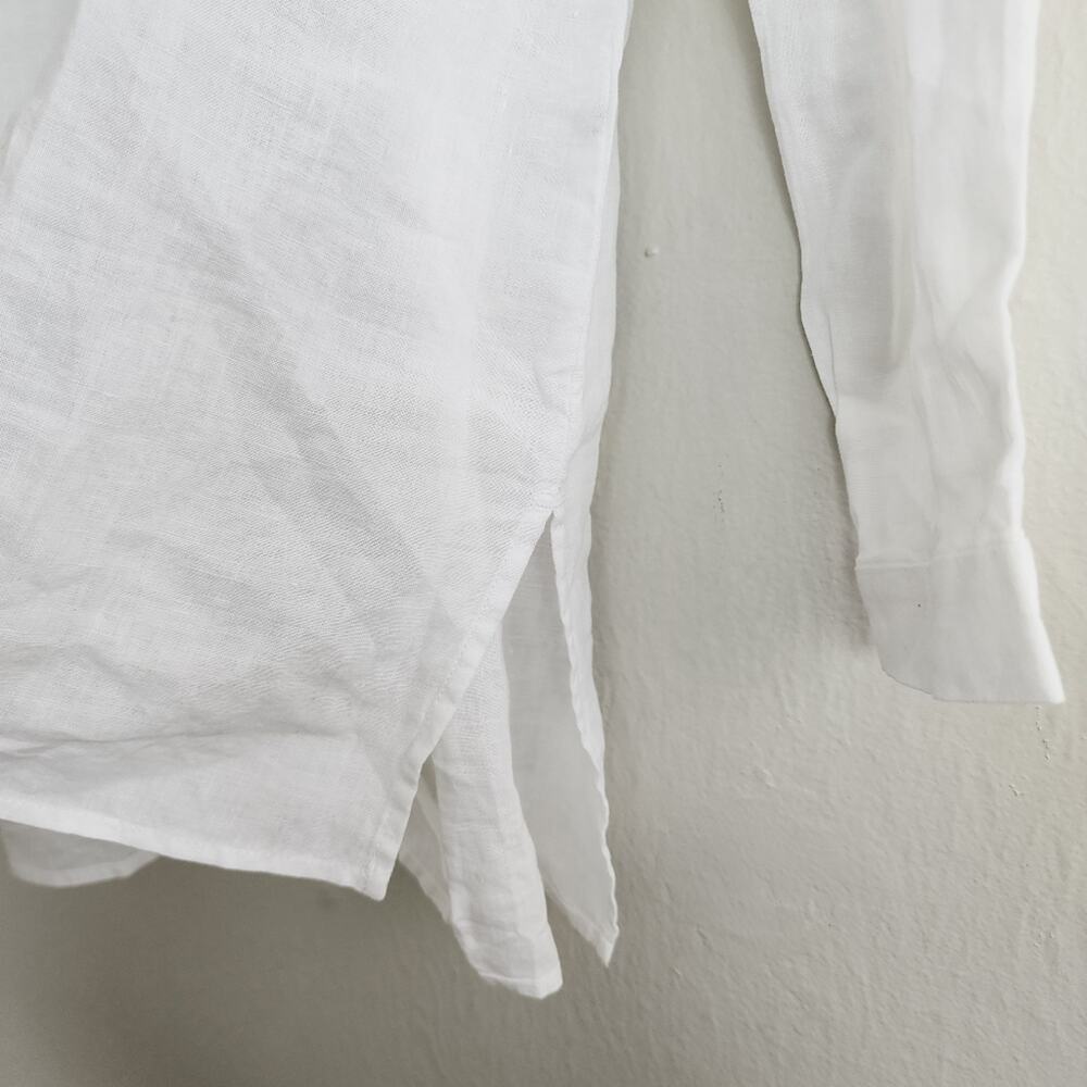 NWT Eileen Fisher White Organic Cotton Poplin Classic Collar Button Down - XS - Picture 10 of 13